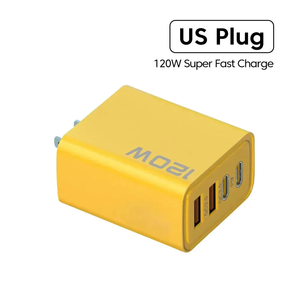 Total 120W Fast Charger Type C Quick Charge 3.0 USB Charger Adapter For iPhone Samsung Xiaomi